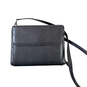 Sleek Black Organizer Shoulder Bag